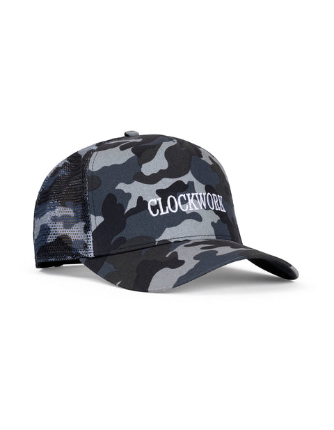 Blue camo trucker hat
